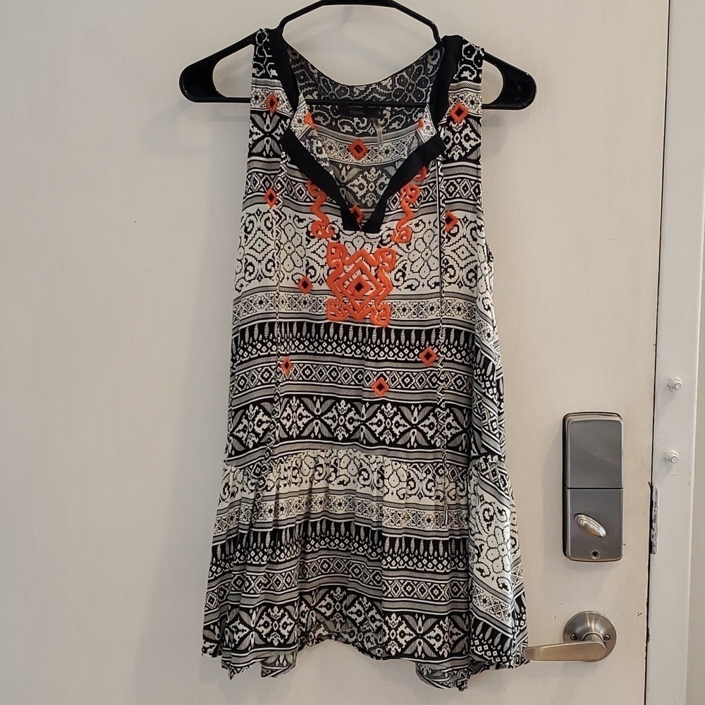 THML Black White Orange Aztec Tunic Tank M - Picture 2 of 6